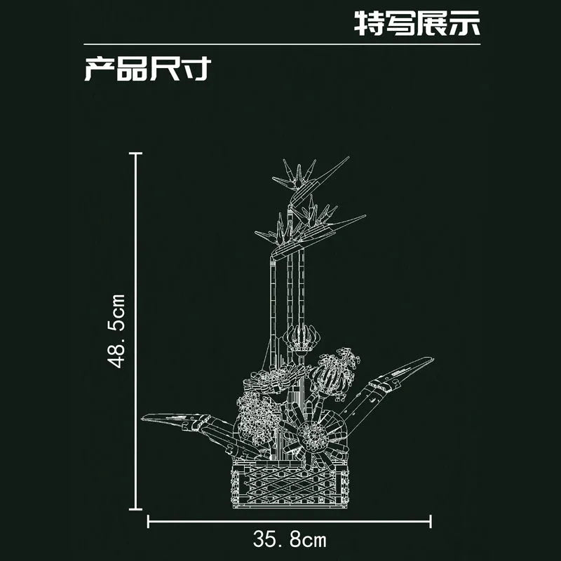 Mould King MOC Building Block Set: Flower Bouquet Potted Birds Of Paradise Plant, Model K10024