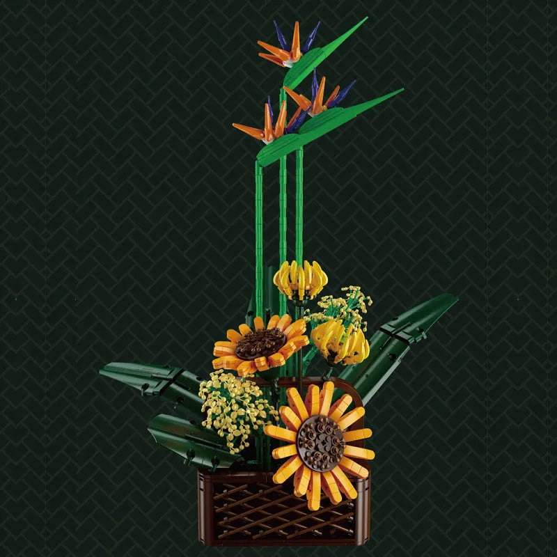 Mould King MOC Building Block Set: Flower Bouquet Potted Birds Of Paradise Plant, Model K10024