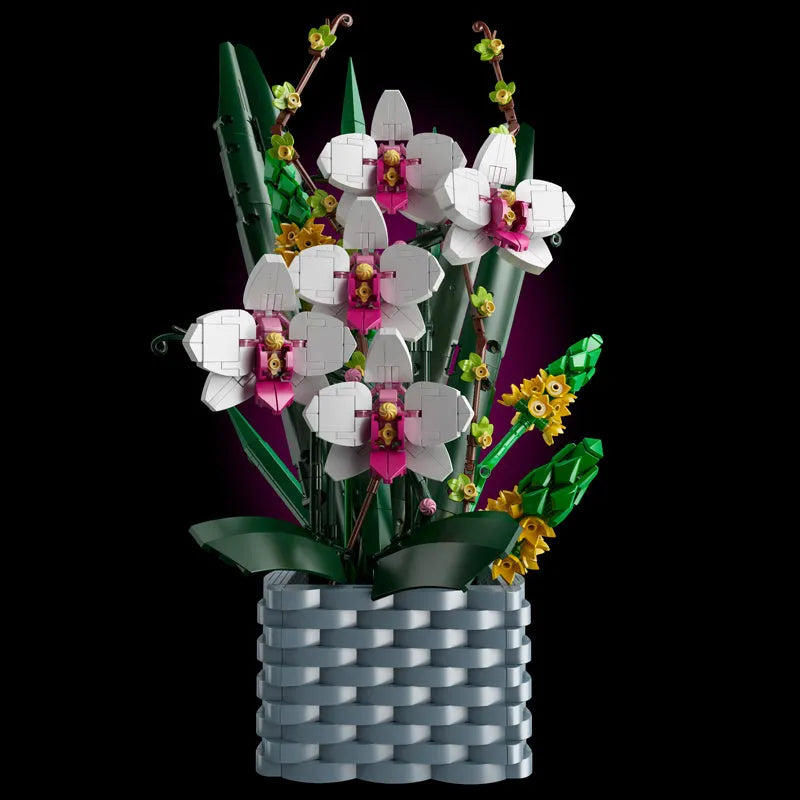 Mould King MOC Building Block Set: Flowers Bouquet Potted Butterfly Orchid Plant, Model K10025