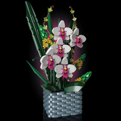 Mould King MOC Building Block Set: Flowers Bouquet Potted Butterfly Orchid Plant, Model K10025