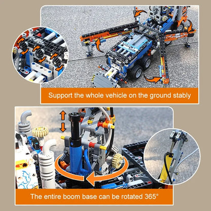 Mould King MOC Motorized Building Block Set: Heavy-Duty Pneumatic Concrete Pump Truck, Model K19014