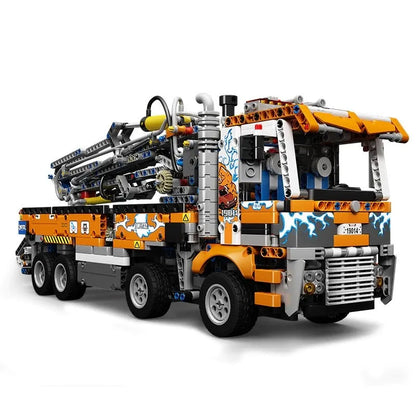 Mould King MOC Motorized Building Block Set: Heavy-Duty Pneumatic Concrete Pump Truck, Model K19014