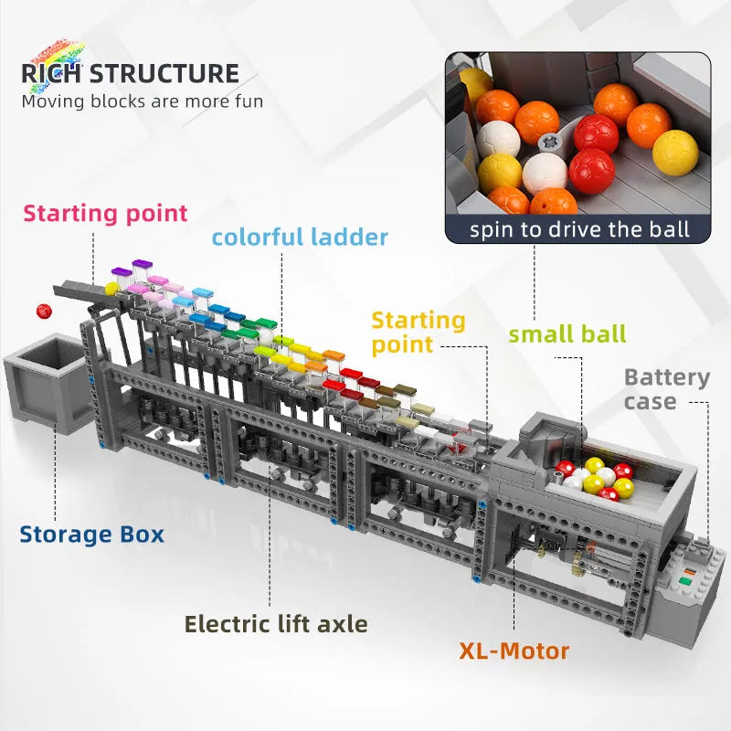 Mould King MOC Motorized Building Block Set: The Rainbow Stepper 26004