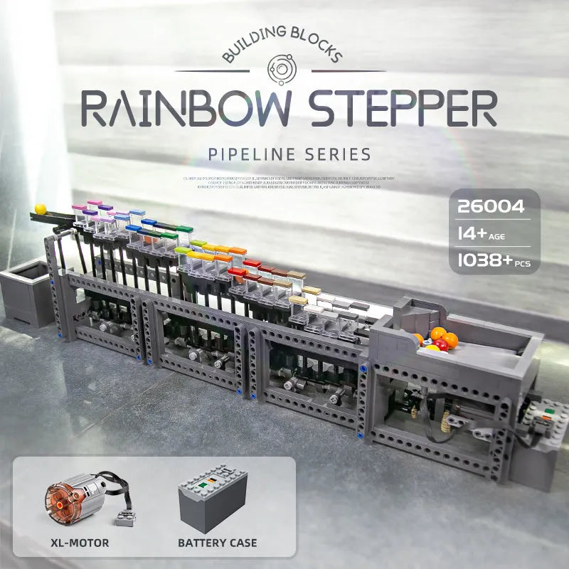 Mould King MOC Motorized Building Block Set: The Rainbow Stepper 26004