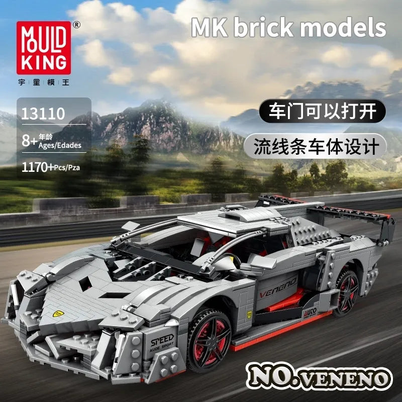 Mould King MOC Building Block Set: Lambo Veneno Super Racing Sports Car 13110, Model K13110