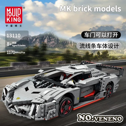 Mould King MOC Building Block Set: Lambo Veneno Super Racing Sports Car 13110, Model K13110