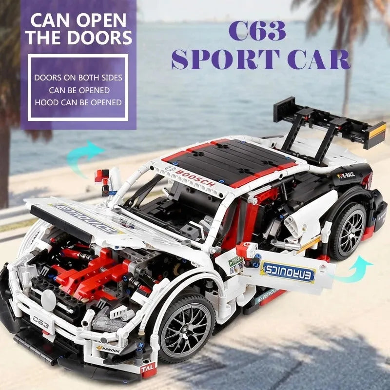 Mould King MOC Motorized Building Block Set: Mercedes Benz AMG C63 DTM Racing Car 13075, Model K13075