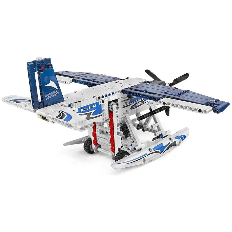 Mould King MOC Building Block Set: Motorized RC Amphibious Fire Plane 15014, Model K15014