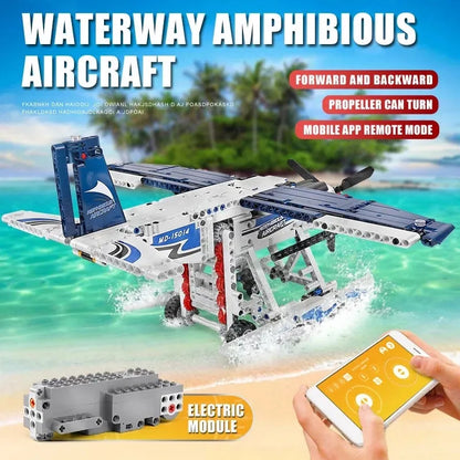 Mould King MOC Building Block Set: Motorized RC Amphibious Fire Plane 15014, Model K15014