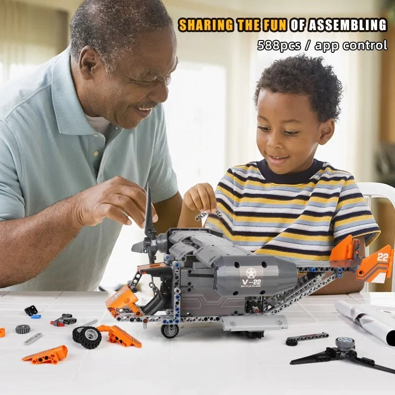 Mould King MOC Building Block Set: Motorized RC Boeing Bell V22 Osprey 15043, Model K15043
