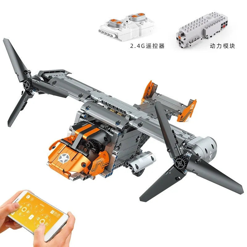 Mould King MOC Building Block Set: Motorized RC Boeing Bell V22 Osprey 15043, Model K15043