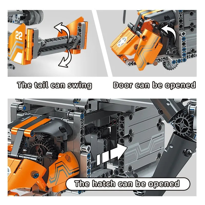 Mould King MOC Building Block Set: Motorized RC Boeing Bell V22 Osprey 15043, Model K15043