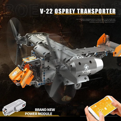 Mould King MOC Building Block Set: Motorized RC Boeing Bell V22 Osprey 15043, Model K15043