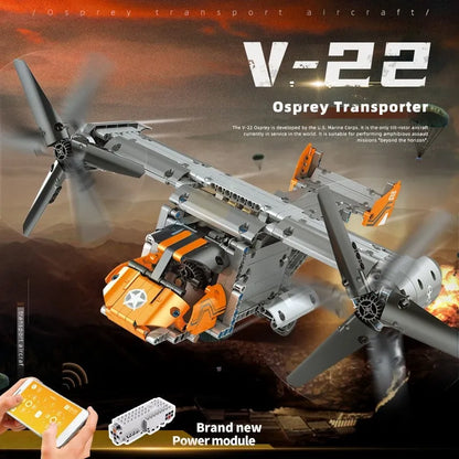 Mould King MOC Building Block Set: Motorized RC Boeing Bell V22 Osprey 15043, Model K15043