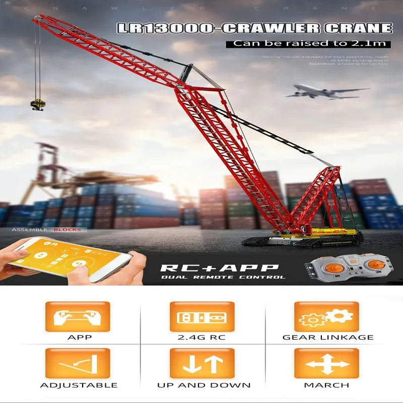 Mould King MOC Building Block Set: Motorized RC LR13000 Crawler Crane, Model 17015