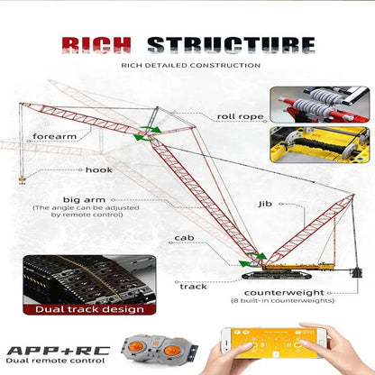 Mould King MOC Building Block Set: Motorized RC LR13000 Crawler Crane, Model 17015