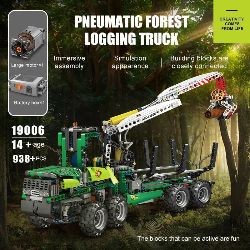 Mould King MOC Building Block Set: Motorized RC Pneumatic Forest Machine, Model K19006