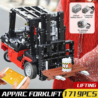 Mould King MOC Motorized Building Block Set: RC APP City Forklift Truck Loader 13106