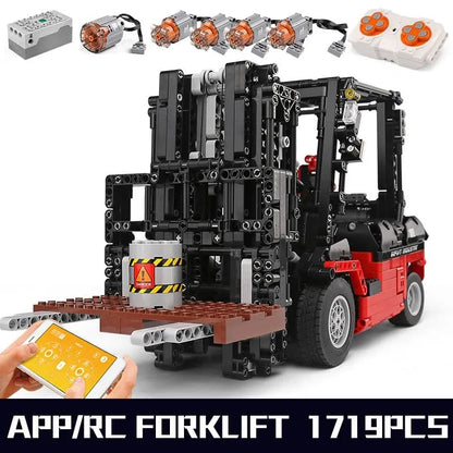 Mould King MOC Motorized Building Block Set: RC APP City Forklift Truck Loader 13106