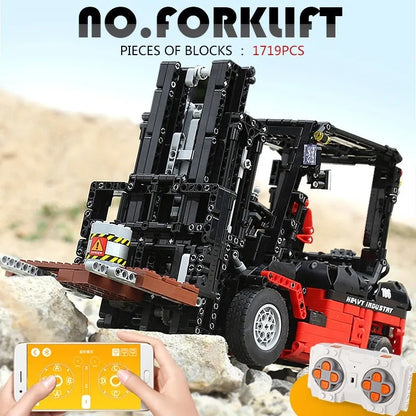 Mould King MOC Motorized Building Block Set: RC APP City Forklift Truck Loader 13106