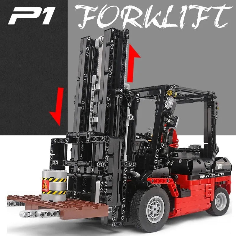 Mould King MOC Motorized Building Block Set: RC APP City Forklift Truck Loader 13106