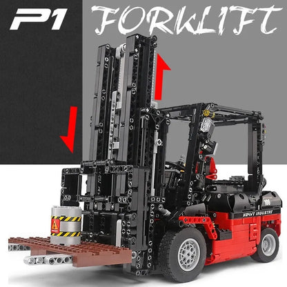 Mould King MOC Motorized Building Block Set: RC APP City Forklift Truck Loader 13106