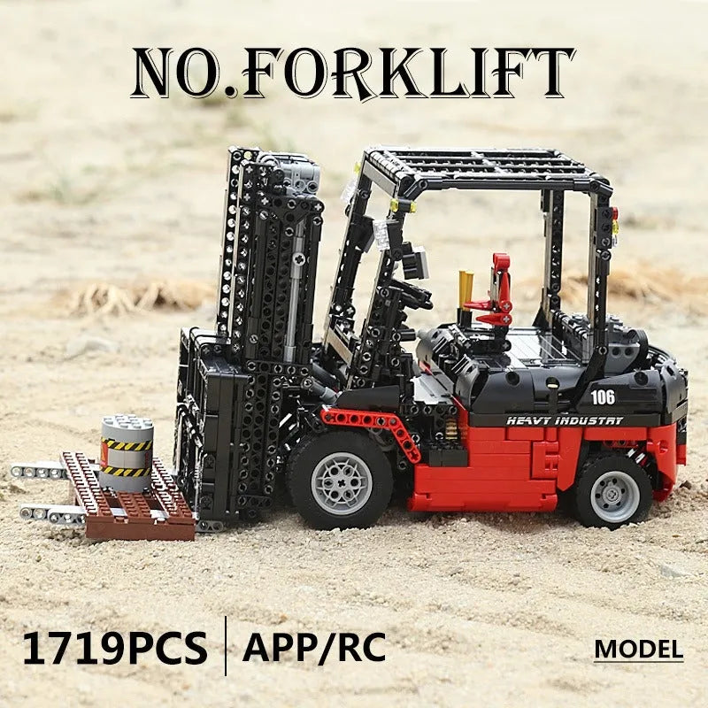 Mould King MOC Motorized Building Block Set: RC APP City Forklift Truck Loader 13106