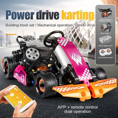 Mould King MOC Motorized Building Block Set: RC APP Go-Kart Racing Karting Car 18026