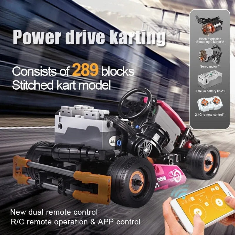 Mould King MOC Motorized Building Block Set: RC APP Go-Kart Racing Karting Car 18026
