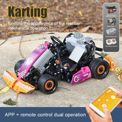 Mould King MOC Motorized Building Block Set: RC APP Go-Kart Racing Karting Car 18026
