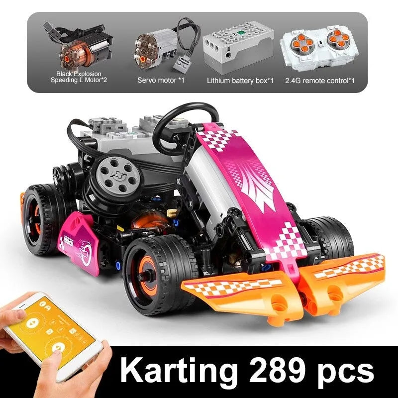 Mould King MOC Motorized Building Block Set: RC APP Go-Kart Racing Karting Car 18026