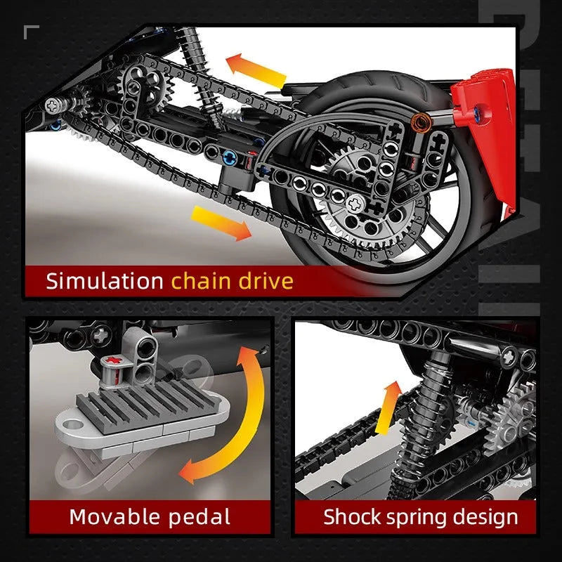 Mould King MOC Building Block Set: RC APP Monster Spider Motorcycle 23010, Model K23010