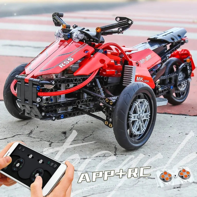Mould King MOC Building Block Set: RC APP Monster Spider Motorcycle 23010, Model K23010
