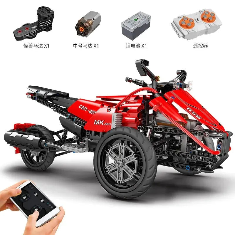 Mould King MOC Building Block Set: RC APP Monster Spider Motorcycle 23010, Model K23010
