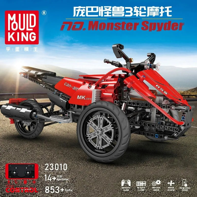 Mould King MOC Building Block Set: RC APP Monster Spider Motorcycle 23010, Model K23010