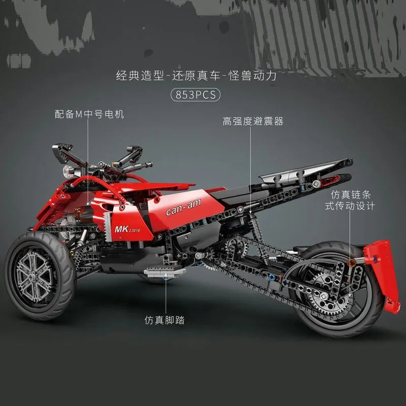 Mould King MOC Building Block Set: RC APP Monster Spider Motorcycle 23010, Model K23010