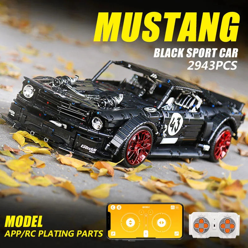 Mould King MOC Motorized Building Block Set: RC Classic Mustang Hoonicorn V2 Sports Car 13108, Model K13108PF