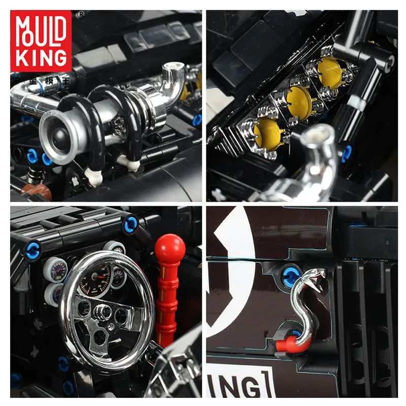 Mould King MOC Motorized Building Block Set: RC Classic Mustang Hoonicorn V2 Sports Car 13108, Model K13108PF