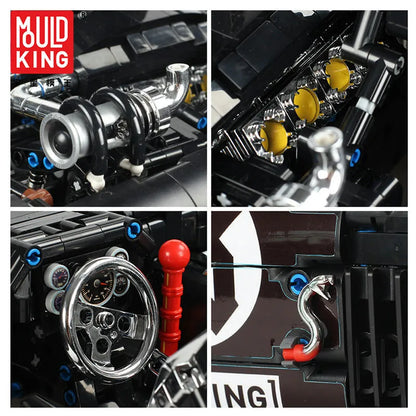 Mould King MOC Motorized Building Block Set: RC Classic Mustang Hoonicorn V2 Sports Car 13108, Model K13108PF