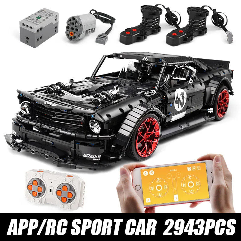 Mould King MOC Motorized Building Block Set: RC Classic Mustang Hoonicorn V2 Sports Car 13108, Model K13108PF