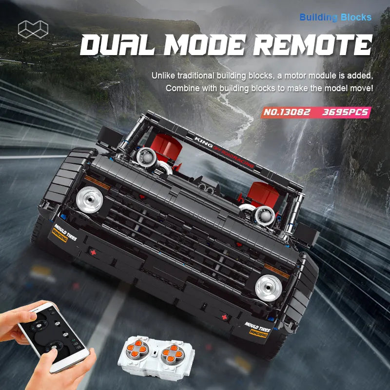 Mould King MOC Motorized Building Block Set: RC F-150 Hoonitruck Off-Road Pickup Truck 13082, Model K13082