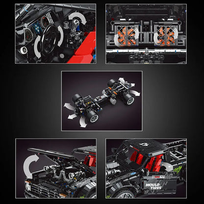 Mould King MOC Motorized Building Block Set: RC F-150 Hoonitruck Off-Road Pickup Truck 13082, Model K13082