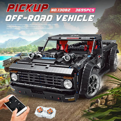 Mould King MOC Motorized Building Block Set: RC F-150 Hoonitruck Off-Road Pickup Truck 13082, Model K13082