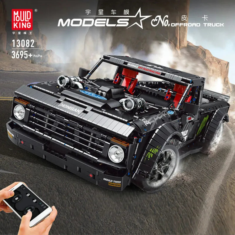 Mould King MOC Motorized Building Block Set: RC F-150 Hoonitruck Off-Road Pickup Truck 13082, Model K13082