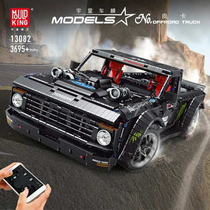 Mould King MOC Motorized Building Block Set: RC F-150 Hoonitruck Off-Road Pickup Truck 13082, Model K13082