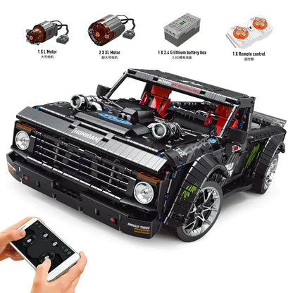 Mould King MOC Motorized Building Block Set: RC F-150 Hoonitruck Off-Road Pickup Truck 13082, Model K13082