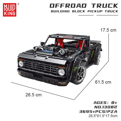 Mould King MOC Motorized Building Block Set: RC F-150 Hoonitruck Off-Road Pickup Truck 13082, Model K13082