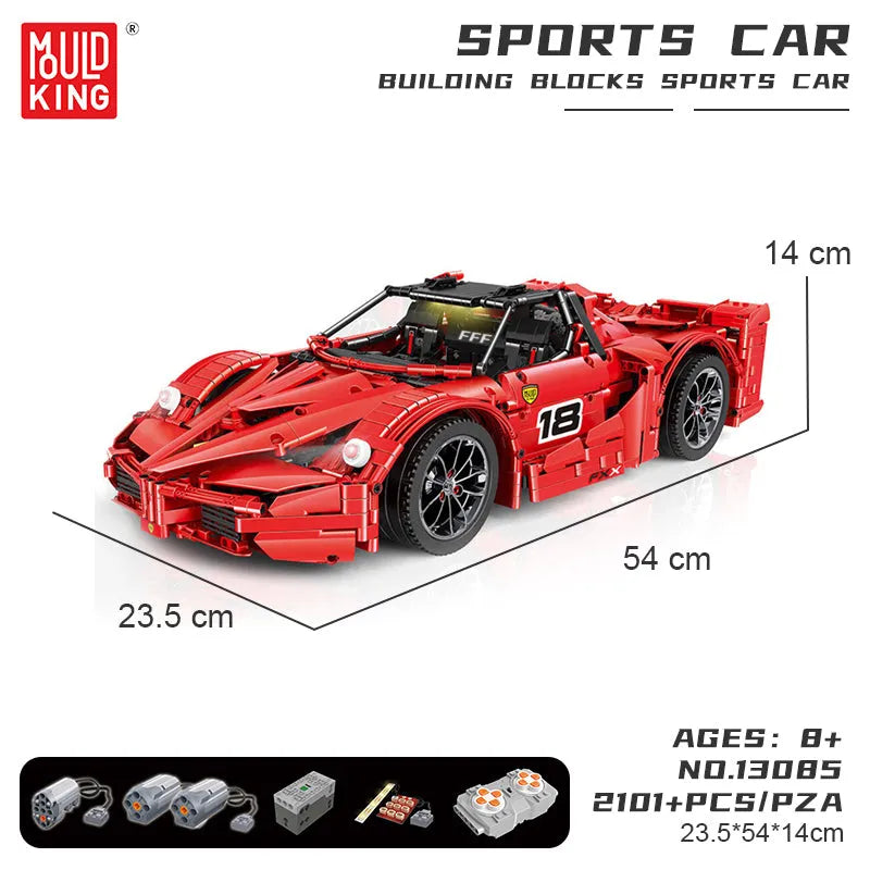 Mould King MOC Motorized Building Block Set: RC Ferrari FXX Sports Racing Car 13085, Model K13085