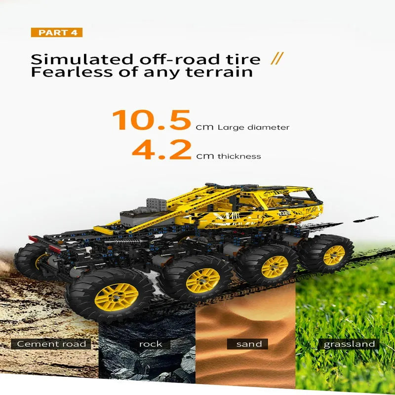 Mould King MOC Motorized Building Block Set: RC Heavy Firefox Climbing Truck 18031, Model K18031