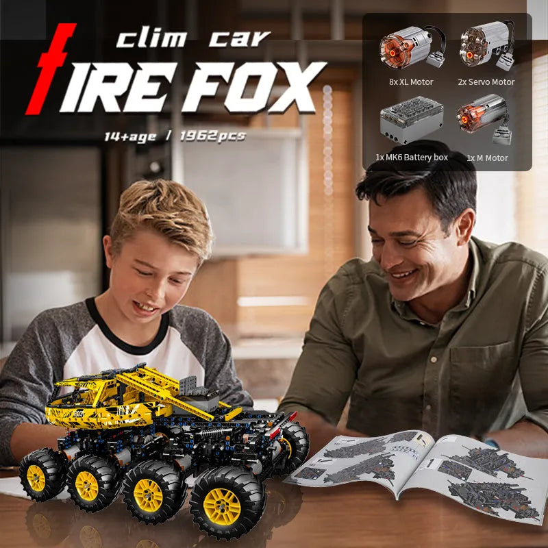 Mould King MOC Motorized Building Block Set: RC Heavy Firefox Climbing Truck 18031, Model K18031